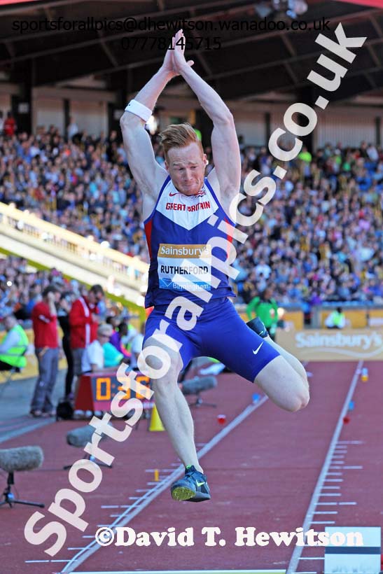 Greg Rutherford (GB) mens long jump, IAAF Diamond League, Birmingham. Photo: David T. Hewitson/Sports for All Pics